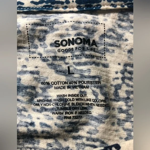 Sonoma Lightweight 3/4 Sleeve Cotton/Poly Henley - Picture 3 of 7